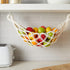 Okuna Outpost Macrame Hanging Fruit Basket Hammock for Kitchen - 6 x 25 x 15 in - White Cotton Modern - Under-Cabinet Storage with 2 Hooks for Ban...