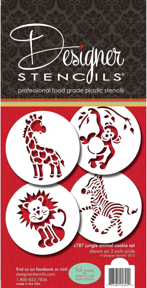Designer Stencils Jungle Animals Cookie, Beige/Semi-Transparent, Fits 3" circle...