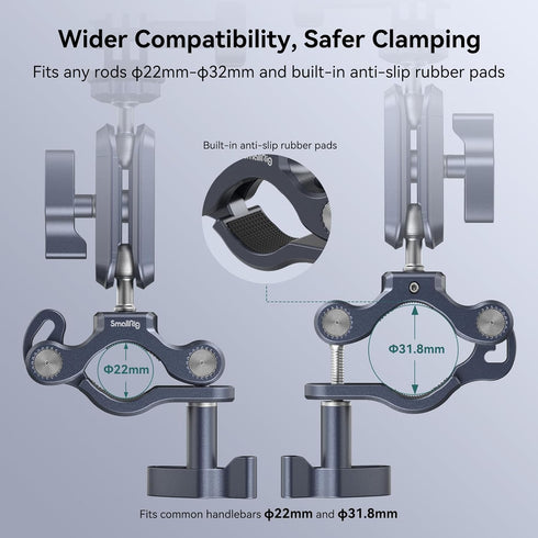 SMALLRIG Bike Motorcycle Handlebar Mount for Gopro, Pole and Roll Bar Mount, CNC All-Metal 22-32mm for Action Cameras Gopro, Insta360 and DJI - 41...