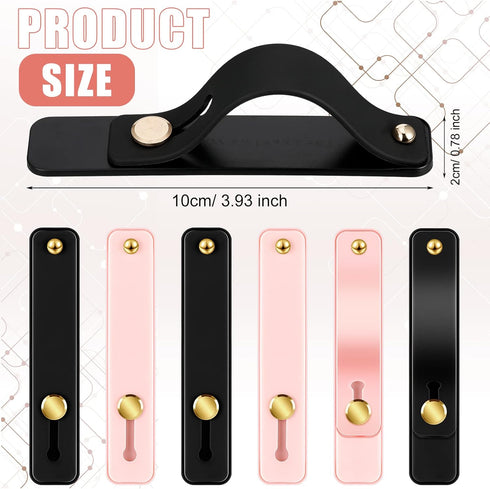 Weewooday 6 Pieces Phone Grip Holder Cell Phone Grip Strap Telescopic Finger Strap Stand Universal Finger Kickstand for Most Smartphones(Black, Pi...