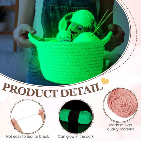 5 Rolls Glow in The Dark Yarn Luminous Crochet Yarn for Crocheting DIY Knitting Glow Fingering Weight Yarn for Arts Crafts Sewing Thread Party Sup...