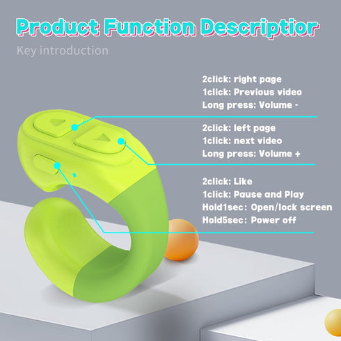 Tiktok Trending Bluetooth Smart Scrolling Ring Kindle App Remote Page Turner with Cell Phone Stands Wireless Camera Shutter Selfie Button - Compat...