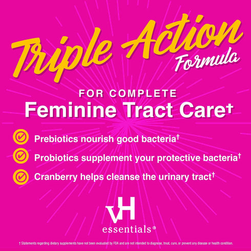 vH essentials Probiotic Gummies with Prebiotics & Cranberry, Concentrated Extract for Urinary Tract Health, Supports Vaginal Microflora Balance fo...