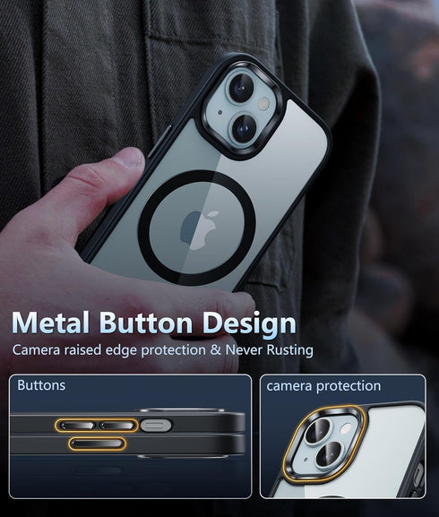 FNTCASE for iPhone 15-Plus Phone Case: Magnetic Clear Military Grade Shockproof Anti Yellowing Slim Phone Cover with Camera Lens Protector & Scree...