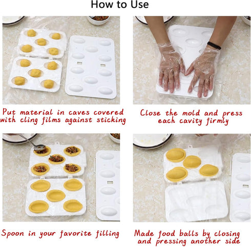Kofte Meatball Maker Press Mold 5 In 1 Set, 3 Steps Easily To Make Pro Kubba Rollers 3inch X 2inch With Hook Holes...