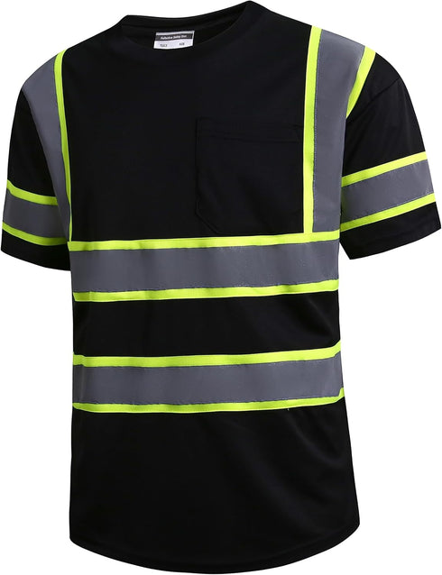 SKSAFETY High Visibility Professional Level T-Shirts Quick Dry Class 3 Safety Shirts for Men?Women, Reflective Short Sleeve Breathable Birdeyes T-...