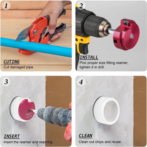 PVC Pipe Reamer with 3/8-Inch Hex Shaft - PVC Fitting Saver for Water Lines, Drain Lines, and Vent Lines - Plumbing Tool for Inside Pipe Cutting -...