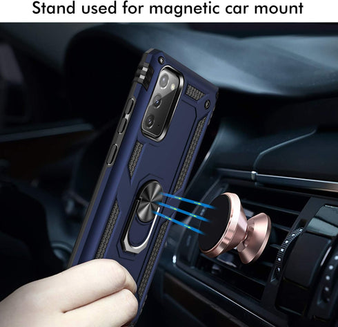 case for Samsung Galaxy Note 20 Case, Military Grade 360 Degree Rotating Metal Ring Holder Kickstand Protective Phone Cover for Samsung Galaxy Not...