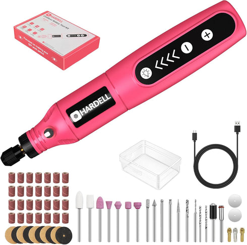 HARDELL Mini Cordless Rotary Tool, 5-Speed 3.7V rechargeable Kit with 61 Accessories, USB Charging Multi-Purpose Power Tool for Sanding, Polishing...