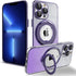 for iPhone 15 Pro Max Case Glitter with Rotatable Ring Stand Compatible with MagSafe, Plating Bling Clear Case with Camera Lens Protector Slim Pho...