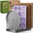 Compact Pan & Pot Lid Organizer Rack with 6 Adjustable Dividers | Steel Single Rack for Kitchen Cabinet, Drawer & Pantry – Deep U-Shaped Dividers,...