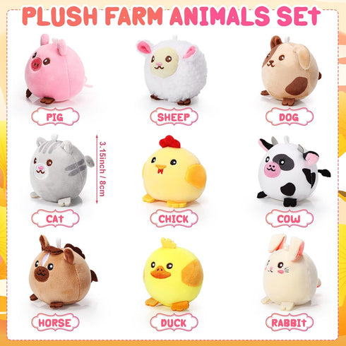 Skylety 9 Pcs Mini Plush Stuffed Animals Bulk 3.15 Inch Cute Soft Decompress Animals Plush Toys for Kids Baby Shower Birthday Charity Donation Gif...