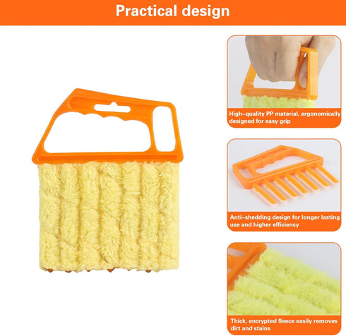 2pcs Window Venetian Blind Cleaner Duster Tool, Include 1pcs 7 Finger Blind Duster Brush & 1pcs Shutter Cleaner Brushes,with 8 Removable and Washa...