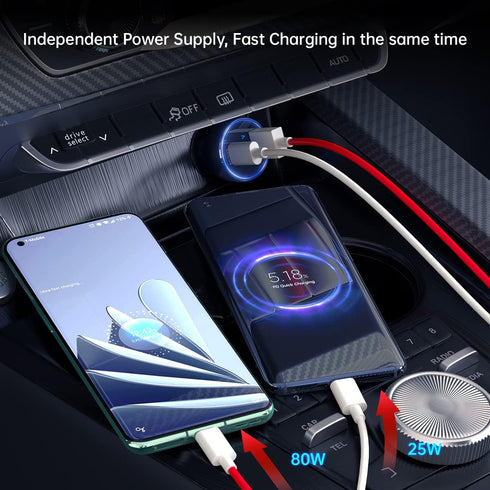 for Oneplus Car Charger 80W SuperVooc Warp Charge 65W Car Charger for Oneplus 12 12R 11 10 Pro 9 10T 10R 8T 8 7T 7 6T 9R Open Nord 2T CE 2 Lite N2...