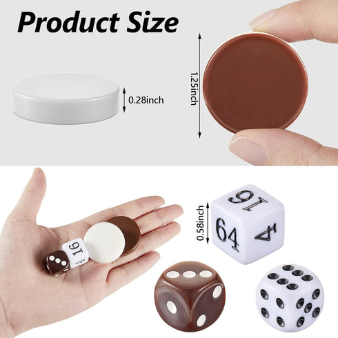 30 Pieces Backgammon Pieces Checkers 1.25 Inch Replacement Checkers Board Game Pieces Playing Game Chips with 5 Dice and Drawstring Storage Pouch ...