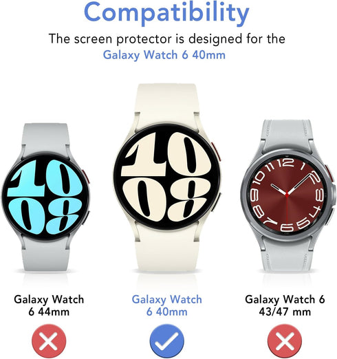 SPGUARD [2Pack Galaxy Watch 6 40mm Screen Protector, Auto-alignment Installation Kit Accessories Tempered Glass Screen Protector for ONLY Samsung ...