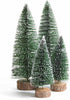 Tiny Christmas Trees, 4pcs Mini Artificial Xmas Sisal Snow Frost Tabletop Trees, Green Bottle Brush Trees with Wood Base, for Christmas Décor...