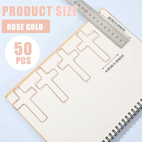 50 Pcs Large Cross Paper Clips Jumbo Funny Cute Paperclips Bookmarks Stationary Clips Marking Paper Clamps Journaling Bible Study Supplies Accesso...