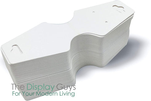 The Display Guys Pack of 100 pcs 1 7/8" X 4 3/4" inch(47mm x 123mm) White Fold Over Paper Necklace Earrings Display Hanging Cards for Jewelry Acce...