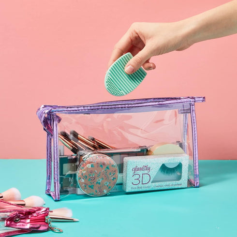 10 Pack Clear Cosmetic Bags with Zipper for Makeup, Travel Size Toiletries (5 Colors, 9.6 x 2 x 5.5 In)...
