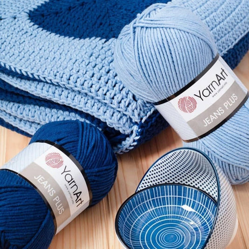 Yarn Art Jeans Plus Yarn, 55% Cotton 45% Polyacrylic, 100 g (3.5 oz), 160 m (174 yds), Yarn Weight: 4 : Worsted-Aran (28) (JeansPlus1)...