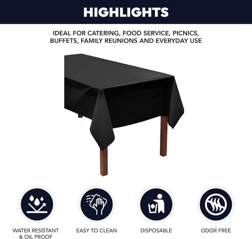 Party Essentials Plastic Banquet Table Roll Available in 27 Colors, 40" x 100', Black...