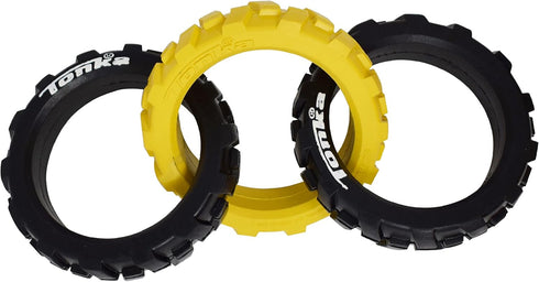 Tonka Rubber 3-Ring Tug Dog Toy, Lightweight, Durable and Water Resistant, 7.5 Inches, for Medium/Large Breeds, Single Unit, Yellow/Black...