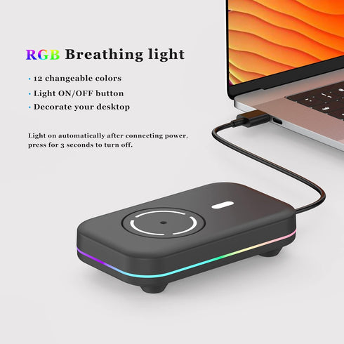 Mouse Jiggler for Laptops, PC Undetectable Mouse Mover Pad Moves Randomly with RGB ON/Off Interval Timer,USB-C Automatic Simulator Shaker, Keeps C...