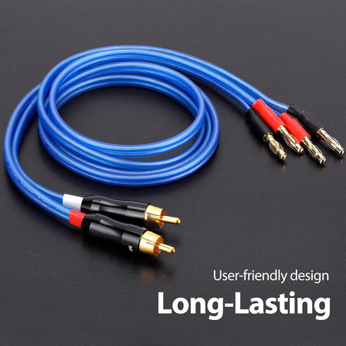 KK Cable Q-P2 18 Gauge OFC Speaker Wire Pair with RCA Male (White & Red) to 2 Pair Banana (4banana) Plugs, Q-P2 (1.5M(4.92ft))...
