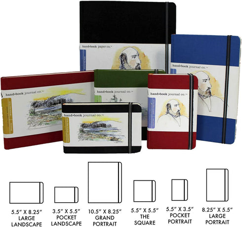 Travelogue Square Drawing Book, 5.5" x 5.5" Artist Journal - 128 Sheets Buff Paper, Vermilion Red Cover...