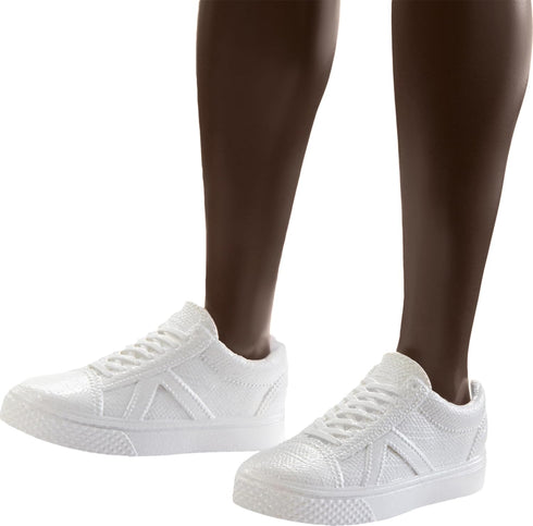 Barbie Fashionistas Ken Fashion Doll with Twisted Black Hair Wearing Orange Athletic Jersey, Shorts & White Sneakers...