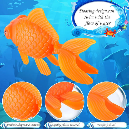 60 Pcs Fake Goldfish Plastic Fish Artificial Aquarium Fishes Floating Moving Realistic Orange Goldfish Fake Fish Ornament Decorations for Tank Pon...