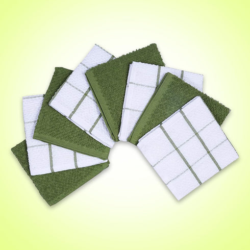 AMOUR INFINI Cotton Kitchen Dish Cloths Set of 8 – Highly Absorbent, Super Soft Premium Terry Cleaning Cloth (12"x12" Inch) Premium Dishcloths for...
