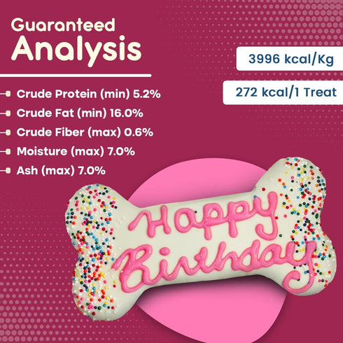 Girl Happy Birthday Dog Bone | Molasses Based Recipe with Human Grade Ingredients Wheat, Corn, and Soy Free | 100% Made in USA Edible Dog Bone for...