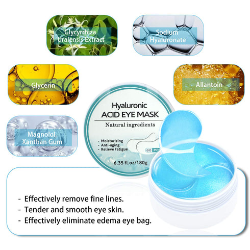 Under Eye Patches, Hyaluronic Acid Eye Mask Moisturizing, 60PCS Eye Gel Pads With Collagen Eye Treatment for Reducing Dark Circles, Wrinkles Anti-...