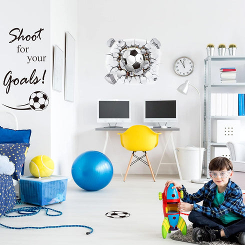 Soccer Wall Decal 3D Soccer Wall Decor Stickers for Room Decor Football Stuff Shoot for Your Goals Football Sticker for Kid Boy Bedroom Art Decora...