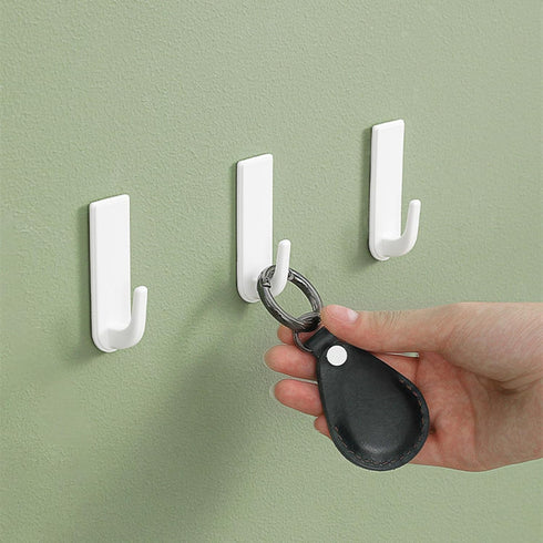 Self Adhesive Hooks 6 Pcs Compact Utility Hook Heavy Duty Wall Hooks for Bathroom Kitchen White Sticky Hooks for Closet Decorative Wall Hanger Wat...