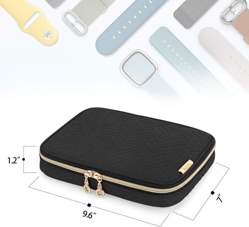 Teamoy Watch Band Storage Case Holds 12 Watch Straps, Travel Organizer Bag Compatible for All Series Apple Watch Bands or Smart Watch Bands, Black...