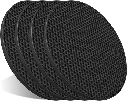 4 Pcs Trivets for Hot Dishes, Kitchen Heat Resistant Pot Holders, Extra Thick Large Non Slip Multipurpose Kitchen Accessories, Silicone Mat, Hot P...
