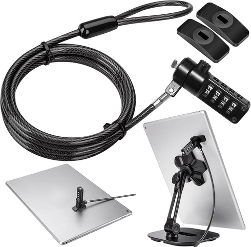 AboveTEK iPad Lock Security Cable w/Adhesive Plates, 6Ft Keyless 4 Digit Combination Tablet Lock Kit, Anti-Theft Hardware Locking Cable for iPhone...