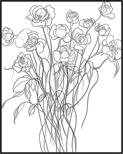 Posterizer 1 pcs-black and white-minimalist drawing style-line art chic flowers-Floral & Botanical Art-Abstract & Modern Art-Decor for Home & Offi...