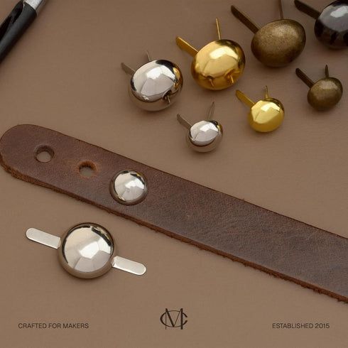 CRAFTMEMORE Round Brads Purse Feet Handbag Nailheads Spike Prong Studs 8MM 10MM 12MM 100 PCS (12 mm (?1/2"), Silver)...