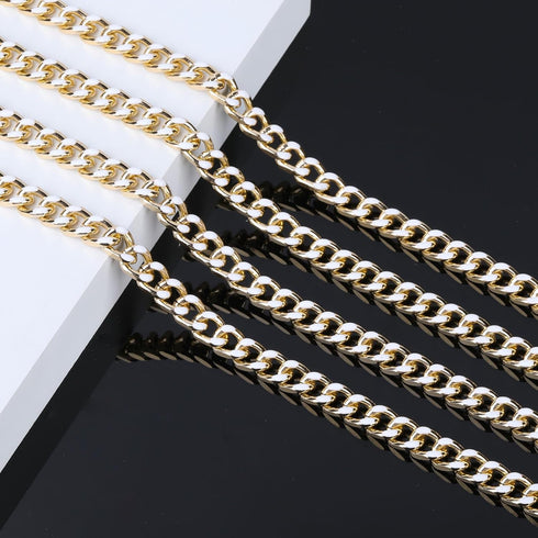 KUYUNHOO 9.8 Feet White Oil Drip Cuban Chain Link Gold Plated Aluminum Chains for Jewelry Making Enamel Jewelry Chains on Bulk with Jewelry Clasps...