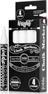 Loddie Doddie Liquid Chalk Markers - Pack of 4, 6mm White Chalk Markers for Chalkboard, Window, Glass & Bistro, Bullet & Chisel Tip - Erasable Ink...