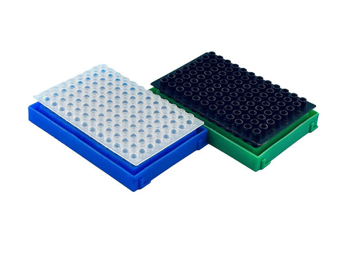 96 Wells PCR Tube Rack for 0.2ml 0.1ml Strips Tubes, The Lid is for Non-Skirted PCR Plate Pack of 2...