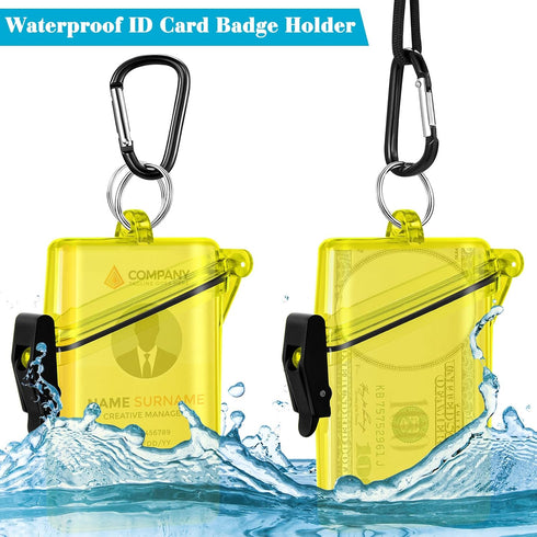 8 Pack Waterproof ID Card Badge Holder Case Multicolour ID Holder Waterproof Card Holder for Swimming with Lanyard and Keychain for Id Badges Cred...