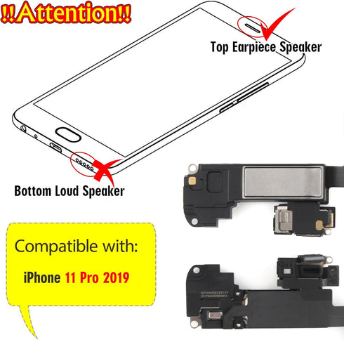 Earpiece Speaker for iPhone 11 Pro Ear Speaker Replacement for iPhone 11 Pro Speaker Replacement Light Proximity Sensor Flex Cable Earphone Speake...