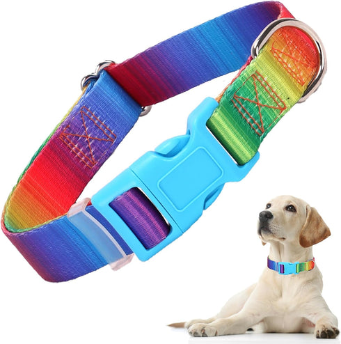 Rainbow Dog Collar for XS Small Medium Large XL dogs,Adjustable Nylon Pet Collars for Rainbow Pattern cute Girl or Boy Dog Collar Puppy cat Collar...