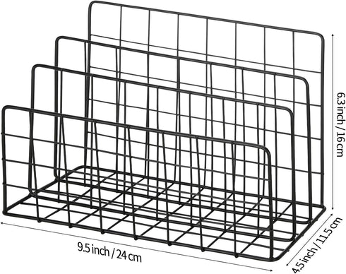 3 Slot Metal Desk Mail Organizer, Mesh Small Large File Magazine Book Record Holders Letter Organizer, Bill/Document/Filing/Folders/Paper Organize...