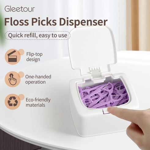 Dental Floss Picks Dispenser with Press Flip Top Cover - Quick Refill, Odor-Free Floss Holder for Home Use, Compact Storage Case...